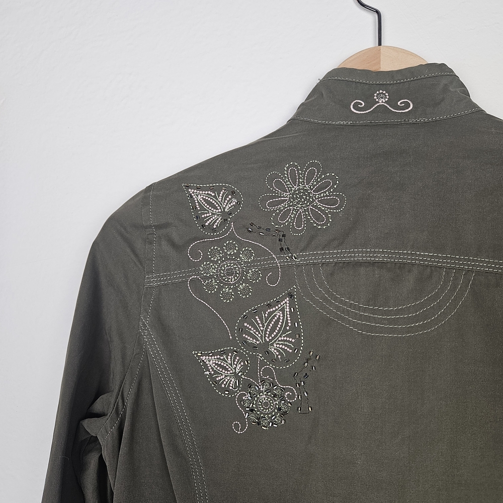 Vintage Y2k-mid 2000s Armani Exchange Embroidered Olive Green Women's Jacket